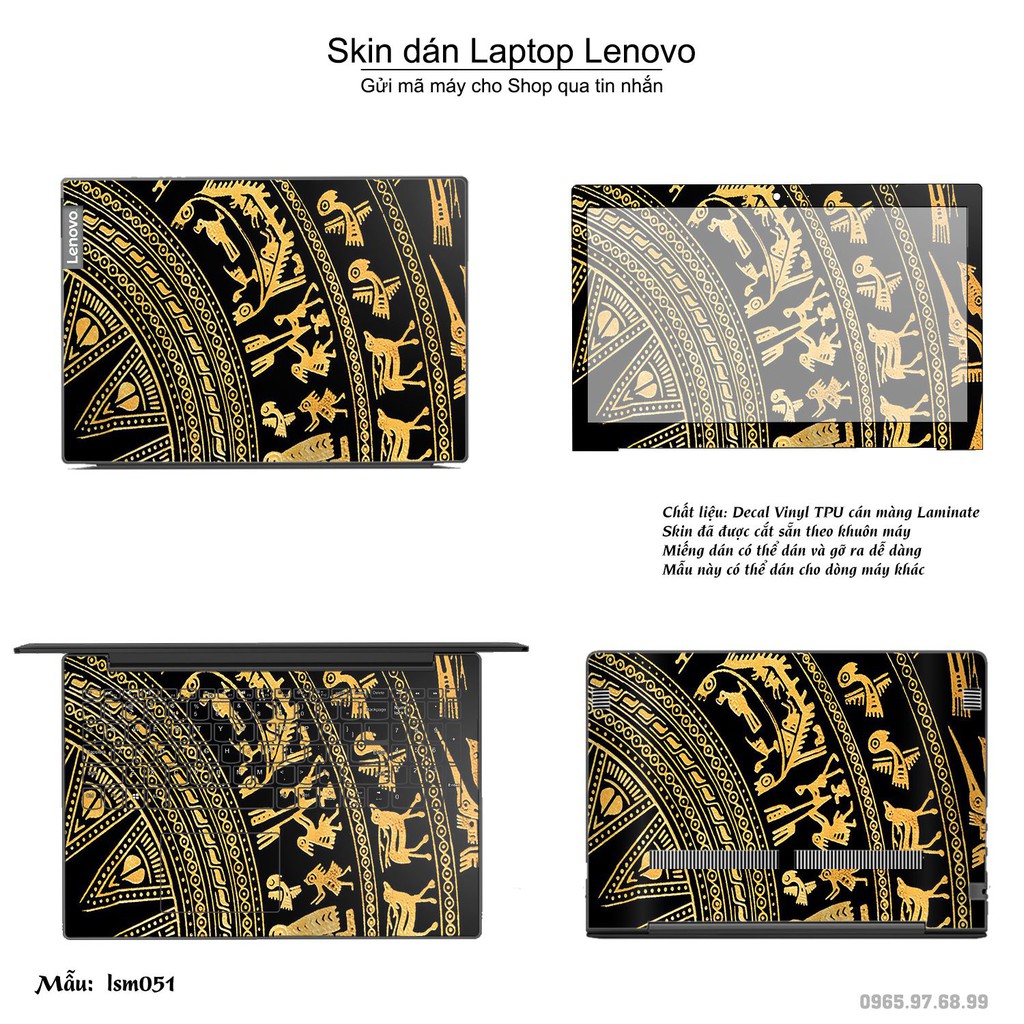 Skin dán Laptop Lenovo in hình Trống Đồng Đông Sơn - lsm051 (inbox mã máy cho Shop)