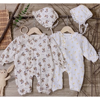 Body xô muslin hoạ tiết hoa nhí vàng