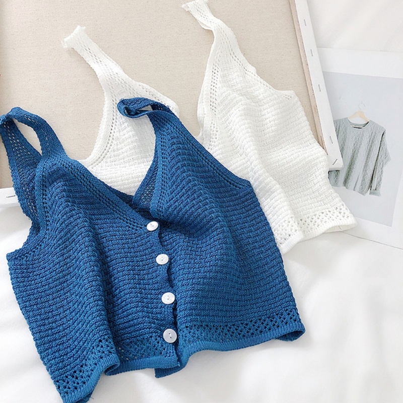 Áo Croptop Dệt Kim Hai Dây Thời Trang Mùa Hè Cho Nữ