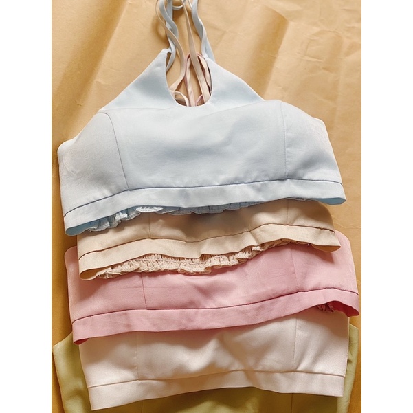 Áo croptop mút ngực cổ yếm 6 màu