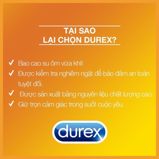 Bao Cao Su Durex Kingtex Ôm Sát 49mm - Hộp 3 BCS