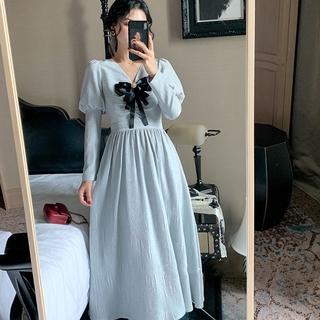 Đầm maxi tay phồng phong cách cổ điển thanh lịch dành cho nữ