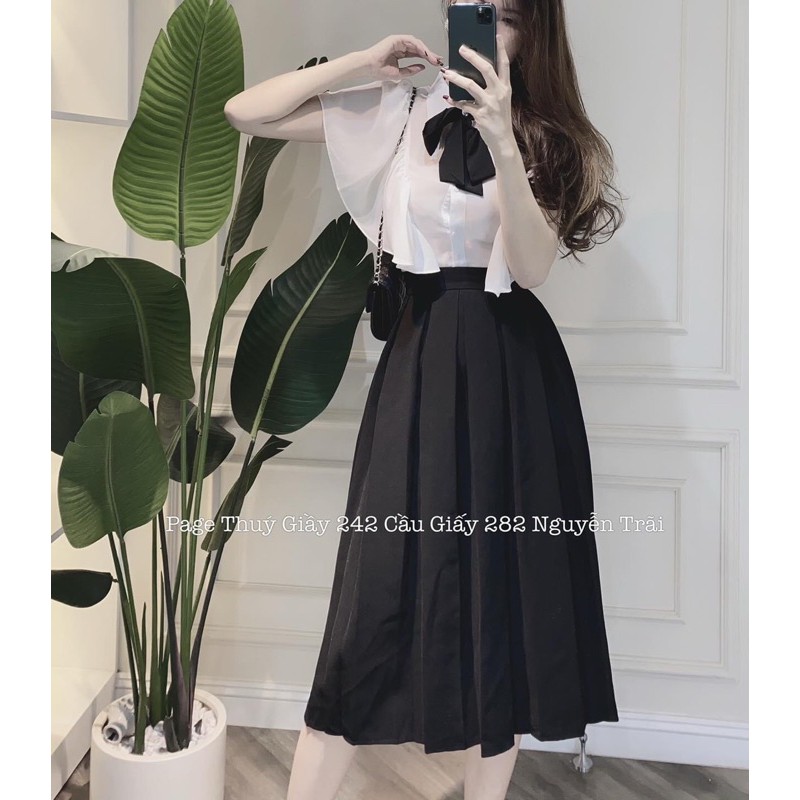 🌸[ TIỀN NÀO CỦA ẤY]🌼Chân váy xếp ly dáng dài màu đen, màu nâu- chân váy xếp ly công sở đẹp | BigBuy360 - bigbuy360.vn