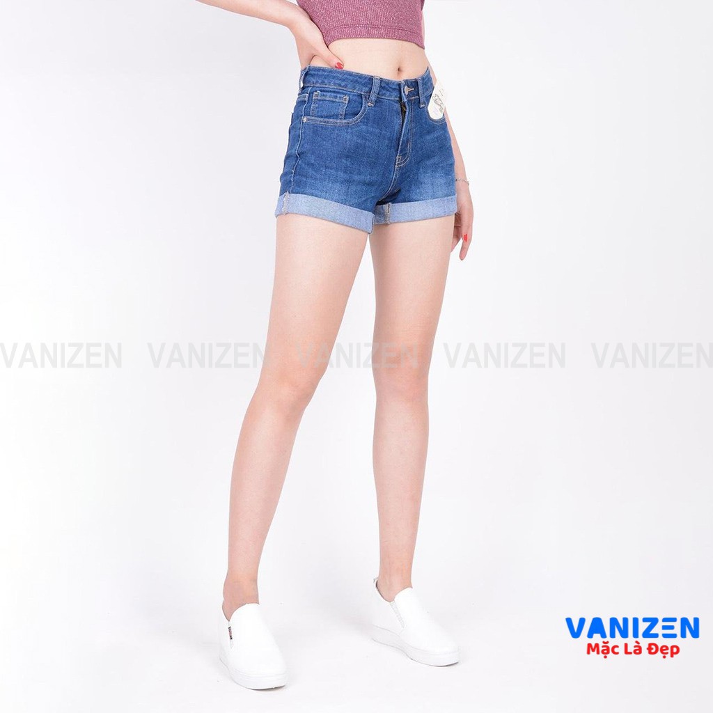 Quần short jean nữ ngắn đẹp lưng cao cạp cao trơn hàng hiệu cao cấp mã 436 VANIZEN