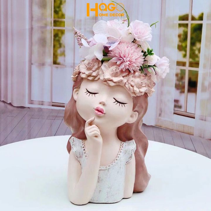 Lọ hoa decor, bình hoa cô gái thiên thần 27cm trang trí nhà siêu xinh hàng loại 1