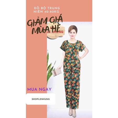 Đồ Bộ mặc nhà trung niên chất vải Tole Lanh Nhung mát bigsize 40-80kg ( Sẵn hàng nhiều màu)