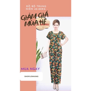 Size 2 (48-58kg)Đồ Bộ mặc nhà trung niên chất vải Tole Lanh Nhung mát bigsize ( Sẵn hàng nhiều màu)