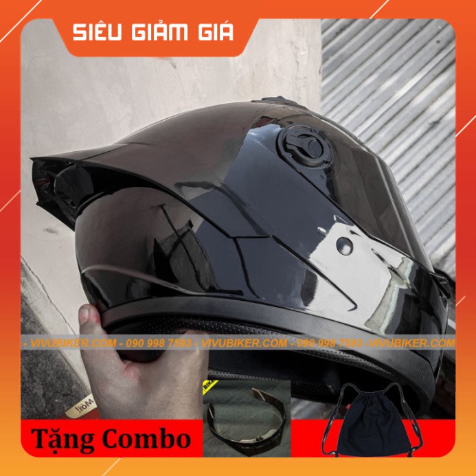 KHO SG- Mũ nón bảo hiểm Fullface đen bóng AGU Limited - Mũ fullface đen nhám kèm đuôi gió Pista cực ngầu chính hãng
