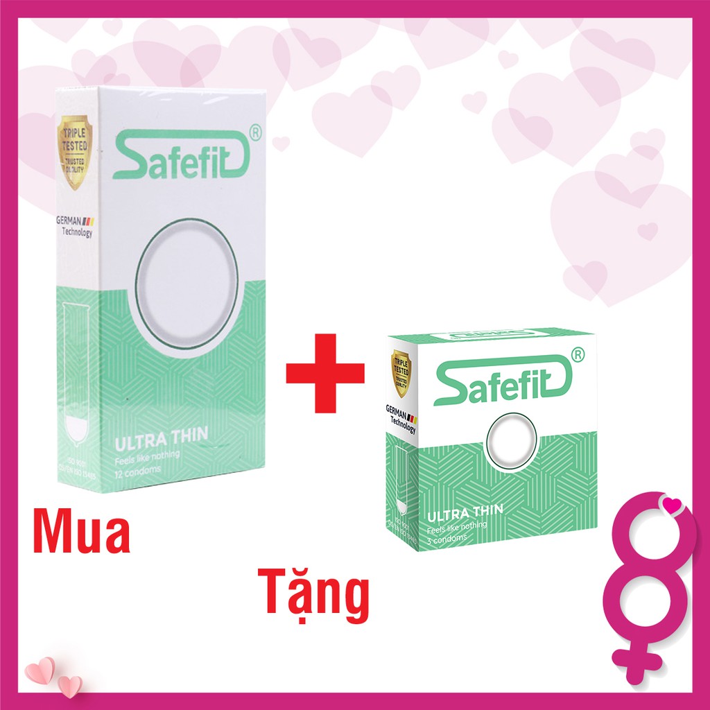 Bao cao su SafeFit Ultra Thin (hộp 12) + tặng hộp 3