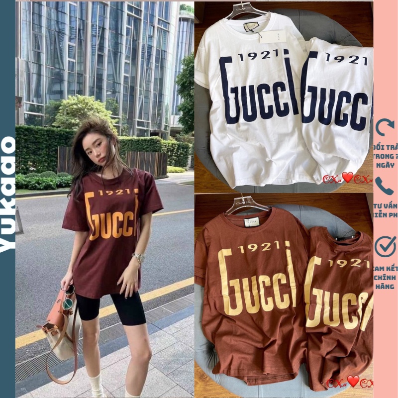 Áo thun nữ dấu quần GU 1921 chất cotton Quảng Châu from rộng tay ngắn phông unisex Yukago M002NS