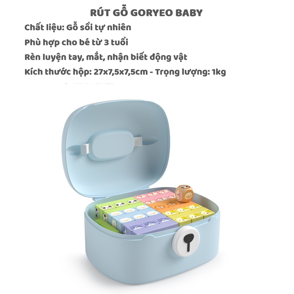 Đồ Chơi Rút Gỗ Goryeo Baby Nhiều Màu - Hình Con Vật Và Số Học Có Hộp Đựng Giúp Bé Phát Triển Tư Duy và Khéo Léo- Timikid