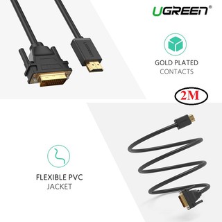Cáp Chuyển HDMI To DVI 24+1 Dài 2m Ugreen 10135 Cao Cấp