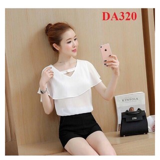 Set áo voan phủ bèo kèm quần short