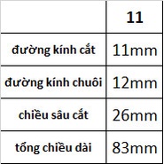 Mũi phay 11mm, 4 me cắt, chất liệu thép gió