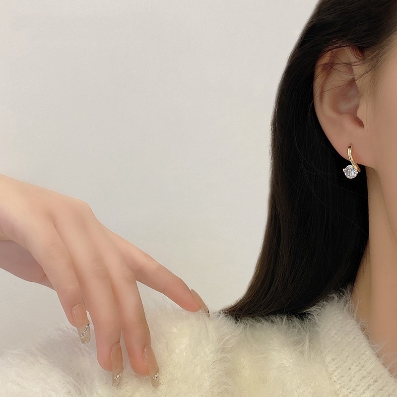 Đôi Khuyên Tai Hình Giọt Nước Đính Đá Zircon Sang Trọng Cho Nữ