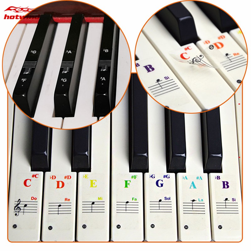 Miếng dán phím đàn piano đầy đủ nốt nhạc nhiều màu sắc dễ thương