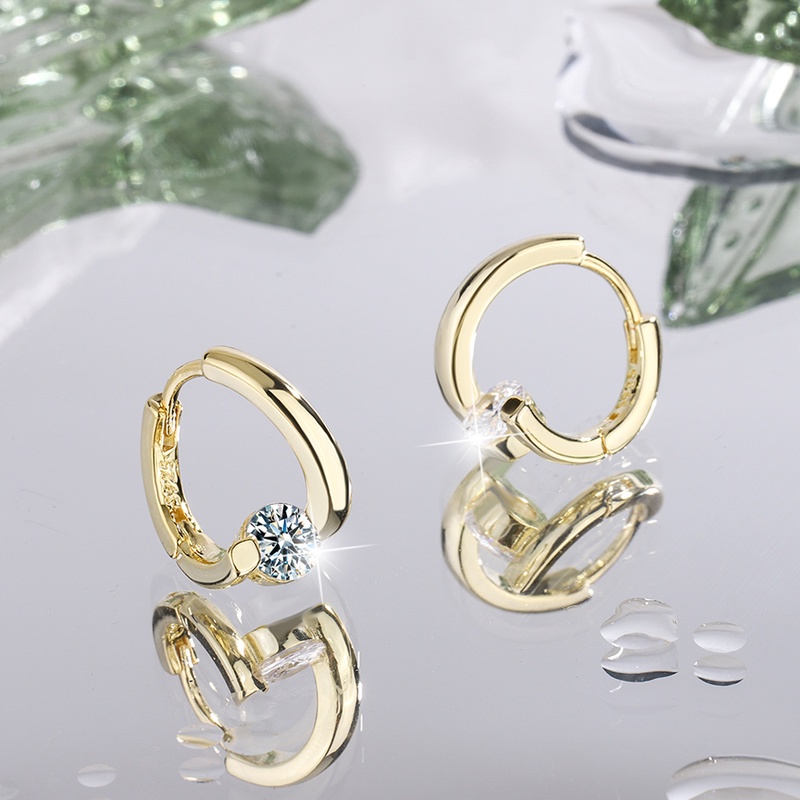 Bông Tai Hình Tròn Đính Đá Zircon Cỡ Lớn Thời Trang Sang Trọng Cho Nữ