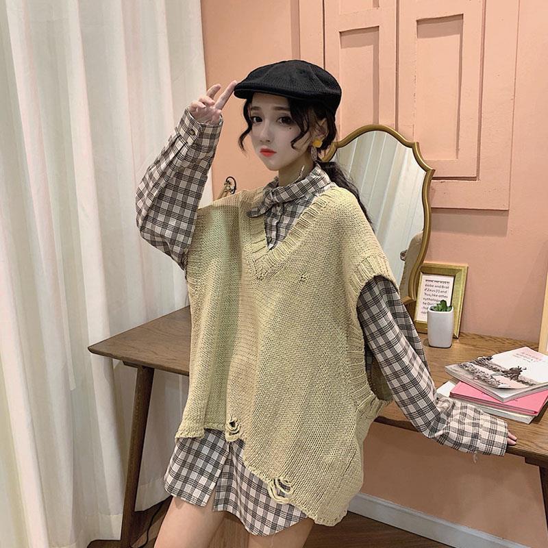 Áo len không tay dáng rộng phong cách Hàn Quốc trẻ trung cho nữ