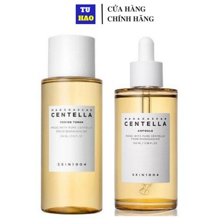 Bộ 2 Sản Phẩm Toner + Serum Dưỡng Trắng Da Chiết Xuất Rau Má Skin1004 Madagascar Centella