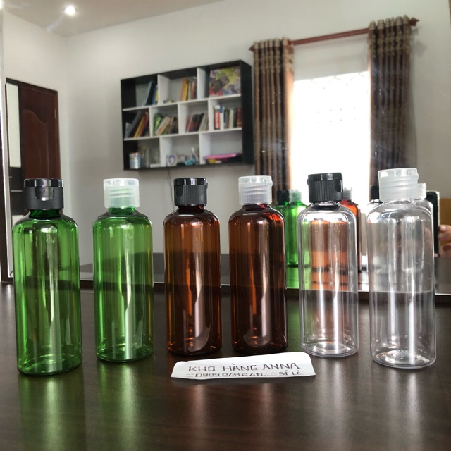 50 chai pet 100ml nắp nhôm - Chai pet trong suốt/ xanh lá / Nâu - combo 50 chai chiết mỹ phẩm 100ml nắp nhôm bạc, đồng