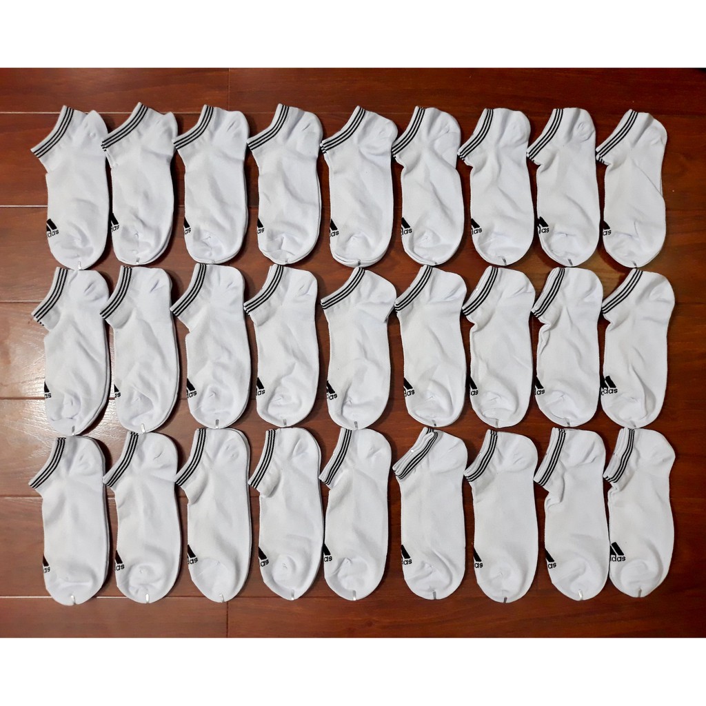 5 đôi vớ Adidas thấp cổ chính hãng màu trắng điểm đen