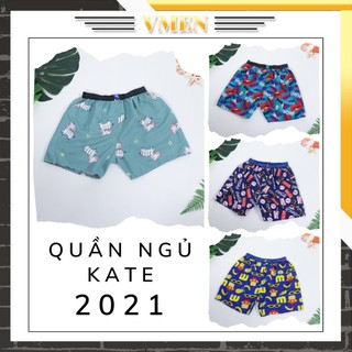 Quần đùi ngủ nam kate 100%- quần sọt mặc nhà nam lưng xì họa tiết hàng nhẹ vô cùng thoải mái hình thật
