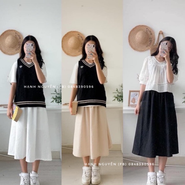 GIÁ SỈ - Chân váy trơn đũi hàn quốc ullzzang túi xẻ (ảnh thật/sẵn) 2 lớp