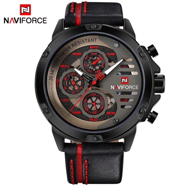 NAVIFORCE NF9110 Men Sport Fashion Leather Band Analog Quartz Watch