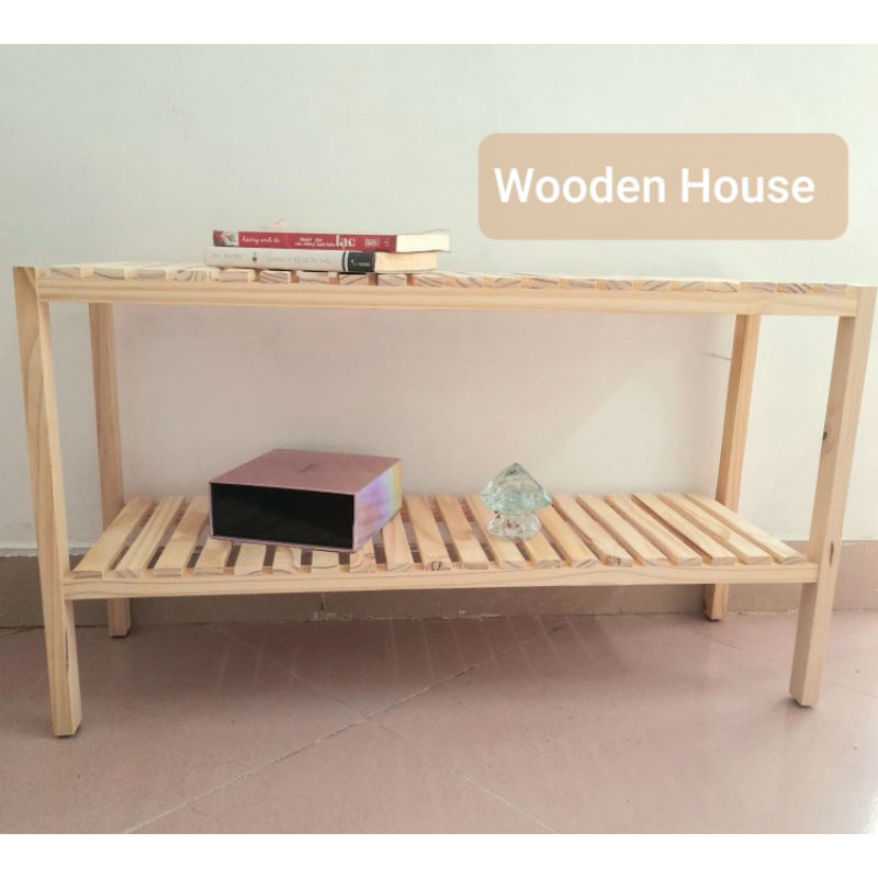 Kệ Gỗ 2 Tầng - Size 80Cm - 2T80 - Gỗ Thông