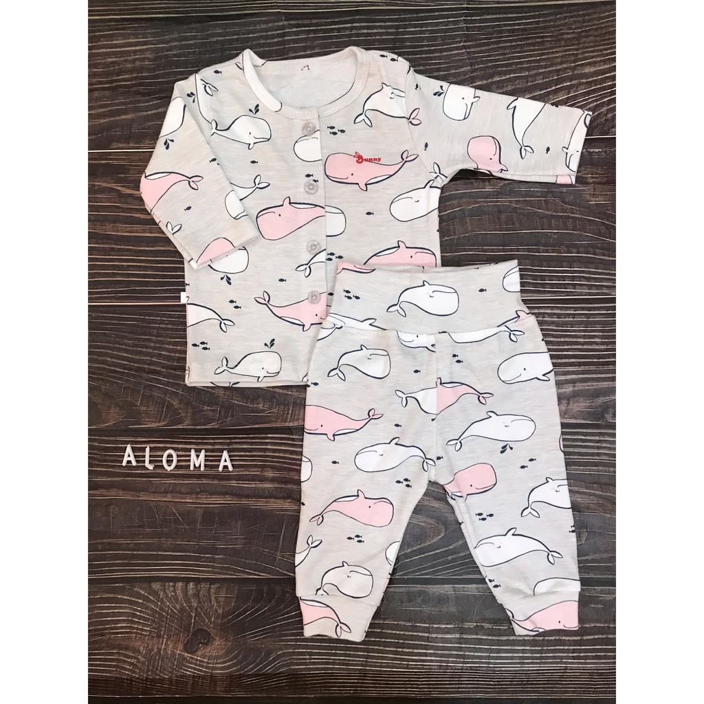 Bộ dài sơ sinh cotton bé trai bé gái 7-10kg quần lưng cao