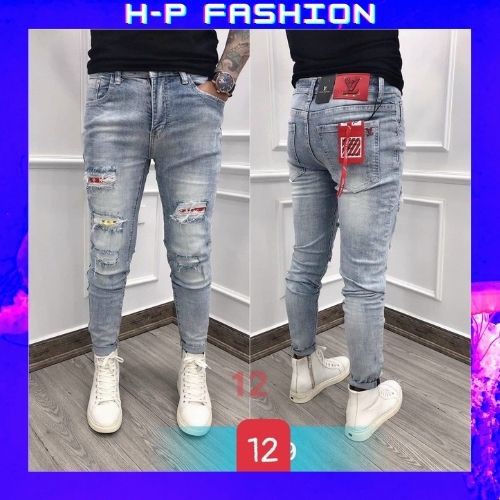 Quần Jean Nam Màu Xanh Rách 🔵 𝐅𝐑𝐄𝐄 𝐒𝐇𝐈𝐏 🔵 Quần Bò Nam Co Giãn Thời Trang Hpfashion - Qjnhp013