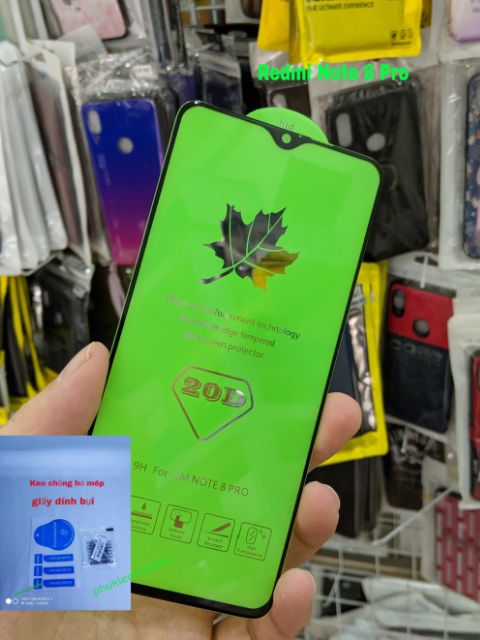 Kính cường lực Redmi Note 8 Pro 20D Full màn full keo viền mỏng ( tặng keo mép )