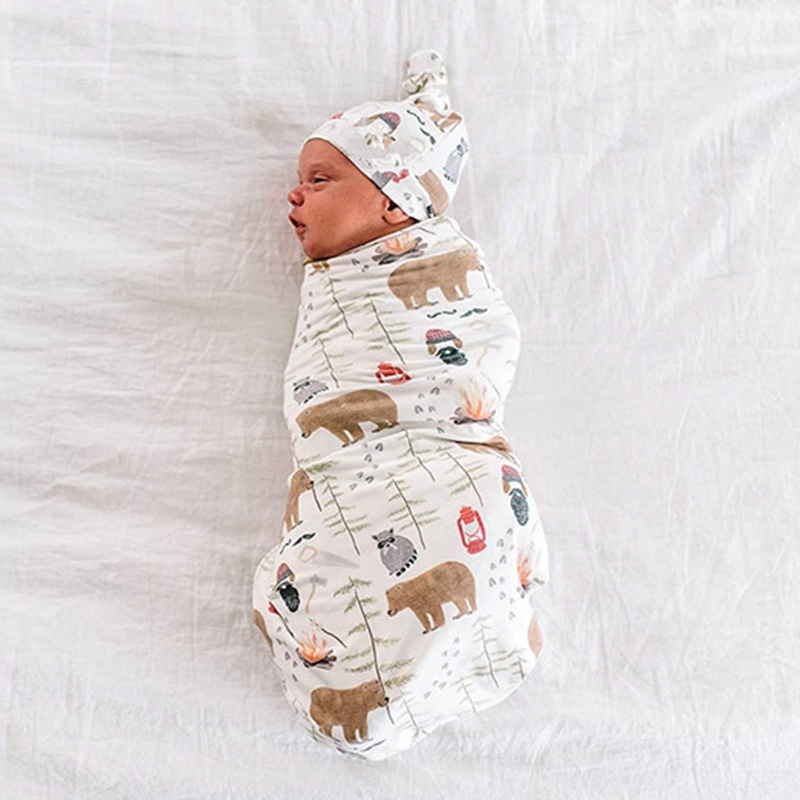 Bộ 2 Món Gồm Túi Ngủ Kèm Chăn Quấn Và Băng Cài Đầu Bằng Vải Nhung Mềm Mại Cho Bé Sơ Sinh