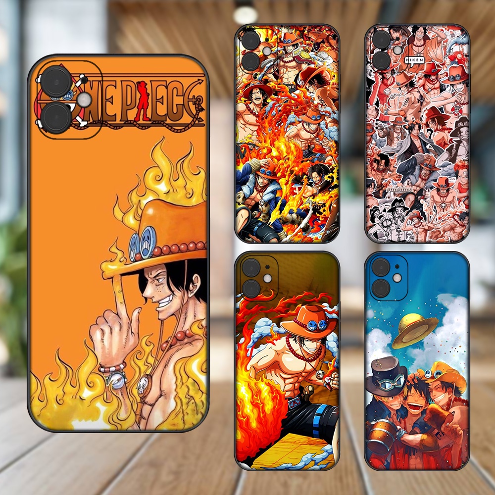 Ốp lưng iPhone 11 dẻo đen cạnh vuông in hình Ace One Piece