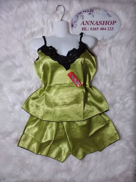 (45 - 58 ký) BỘ NGỦ HAI DÂY PHI BÓNG PHỐI REN (hình thật + video shop) | BigBuy360 - bigbuy360.vn