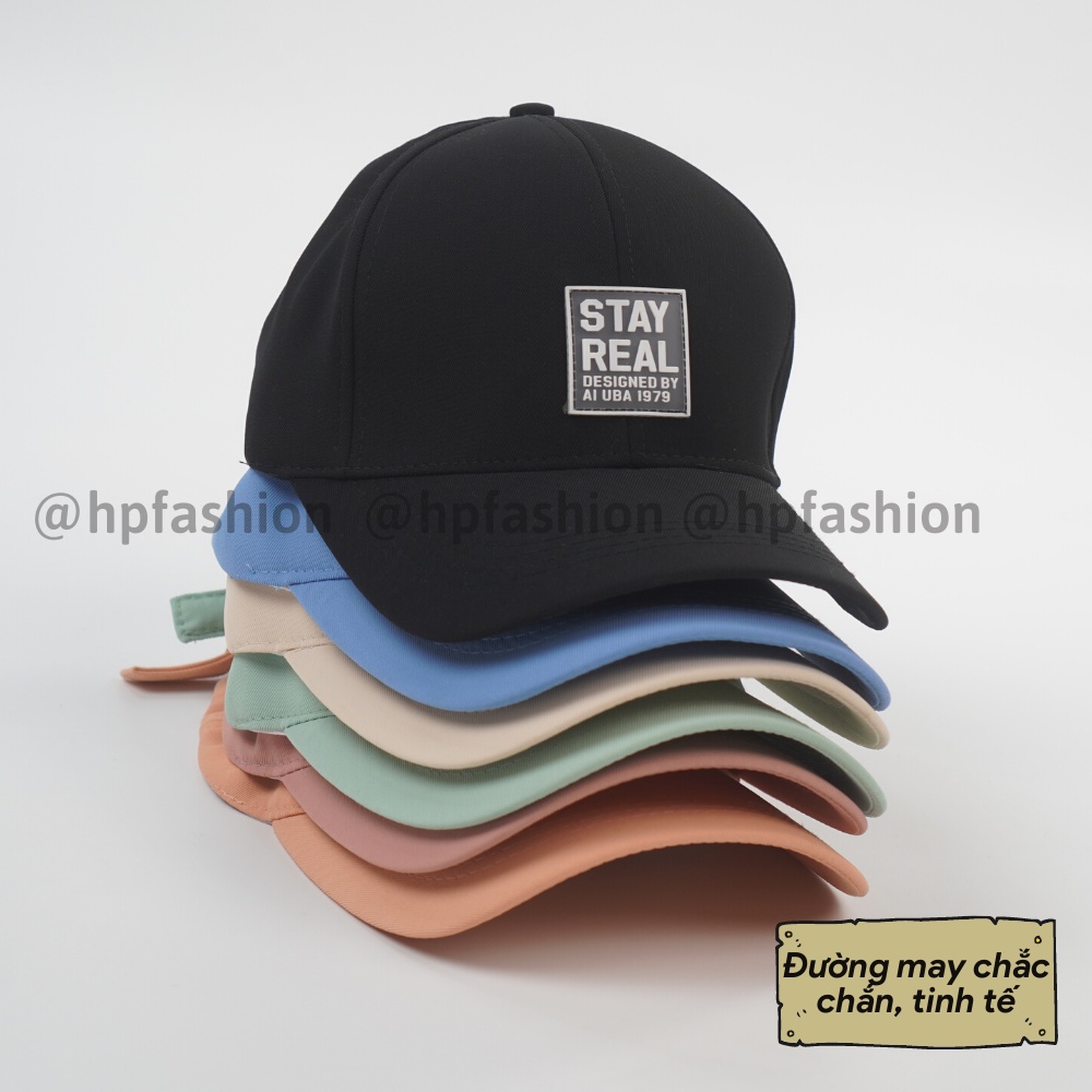 Mũ lưỡi trai ❤️ Nón kết thêu tem STAY REAL chất kaki cao cấp form unisex nam nữ N55 - Happy Style