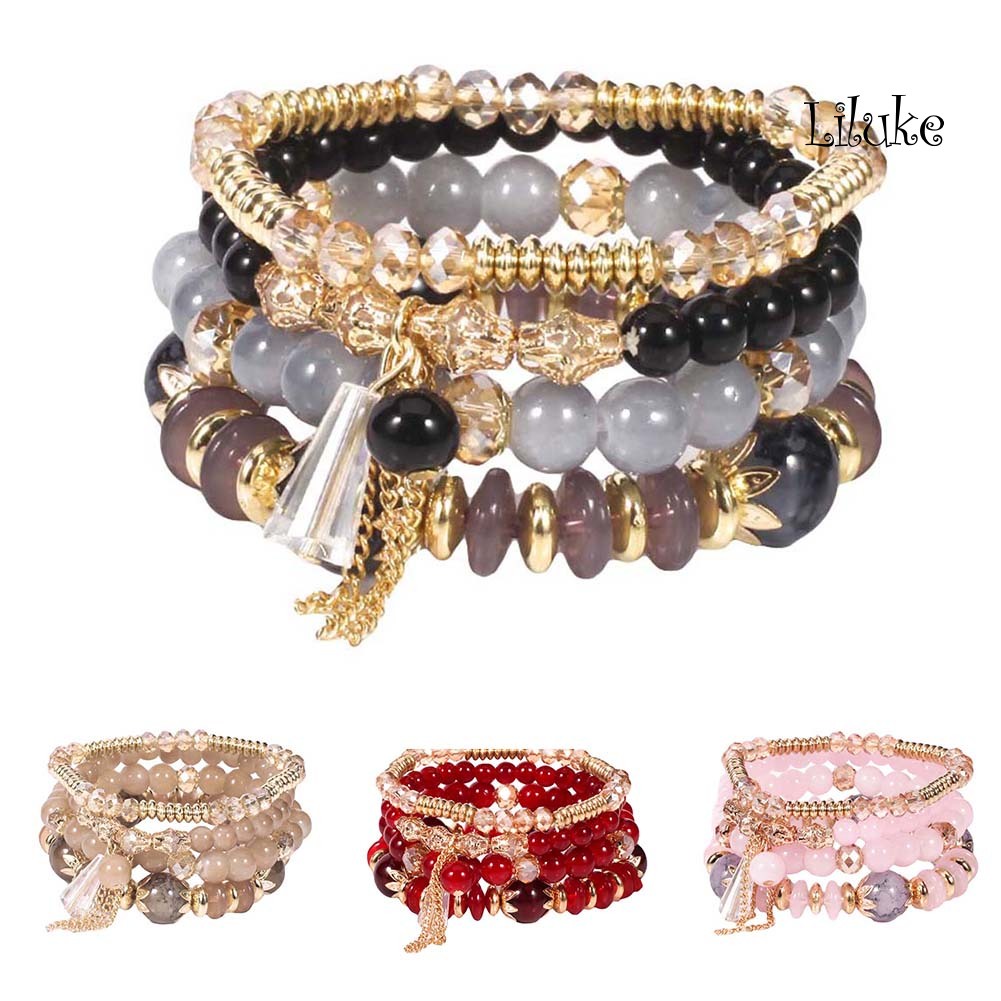 Bộ 4 Vòng Tay Hợp Kim Trang Trí Ngọc Trai Giả Xinh Xắn Cho Nữ