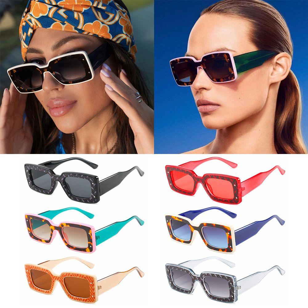 EUTUS Kính Mát Hình Chữ Nhật Chống Tia UV400 Họa Tiết Da Báo