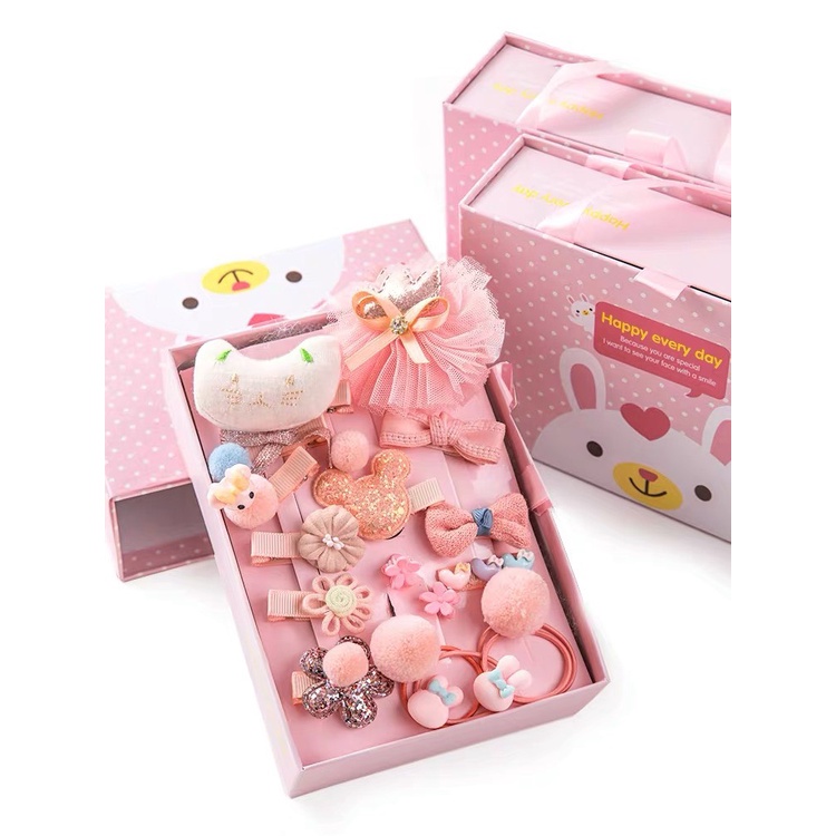 Hộp  cài tóc HAPPY nhiều chi tiết cho bé gái siêu xinh
