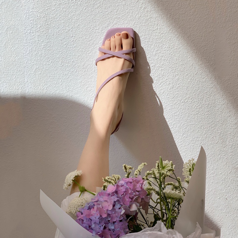 Giày Sandal Cao Gót Mũi Vuông Hở Ngón Thời Trang Mùa Hè Dành Cho Nữ