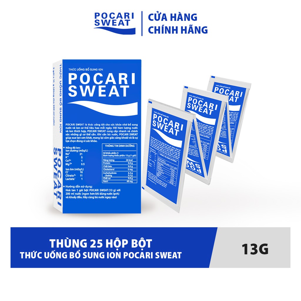 Thùng 25 Hộp Thức uống Bổ sung ion Pocari Sweat dang bột ( Hộp 5 gói-13 gr/gói)