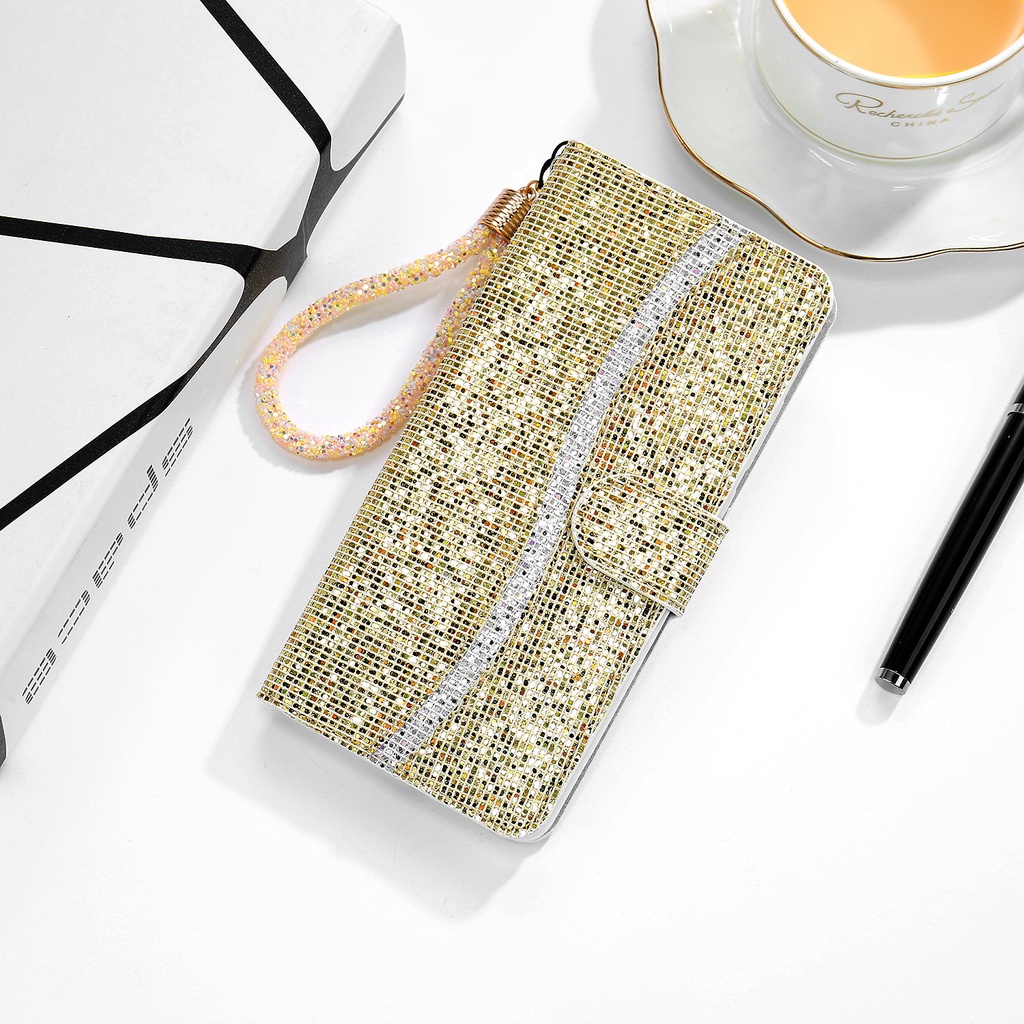 Bao Da Điện Thoại Dạng Ví Nắp Lật Đính sequin Lấp Lánh Cho Samsung Galaxy Note 20 Ultra 10 Pro Samsung Galaxy S20 S20 Plus Vỏ