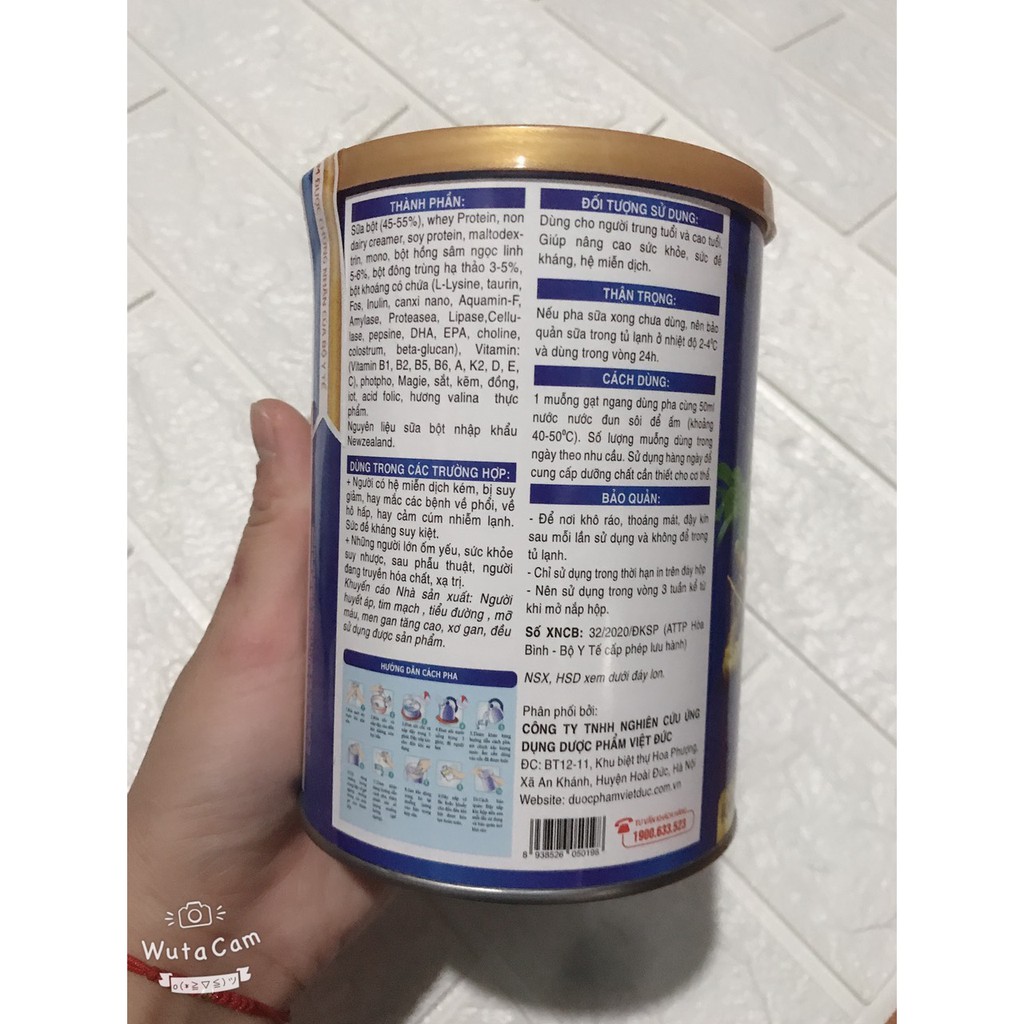 [hàng chính hãng hộp 900gram] sữa bột hồng sâm ngọc linh đông trùng hạ thảo