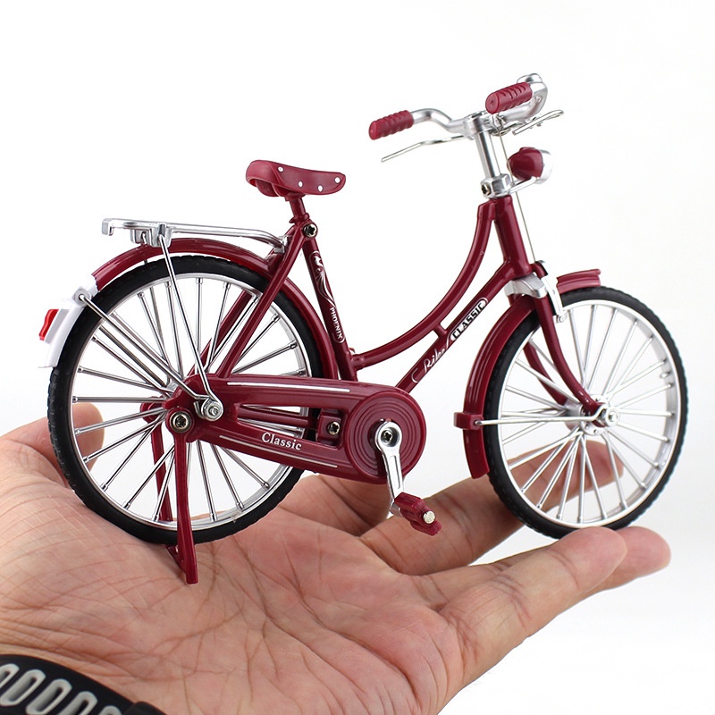 Mô Hình Xe Đạp Mini Bằng Hợp Kim Phong Cách Cổ Điển Tỉ Lệ 1/10