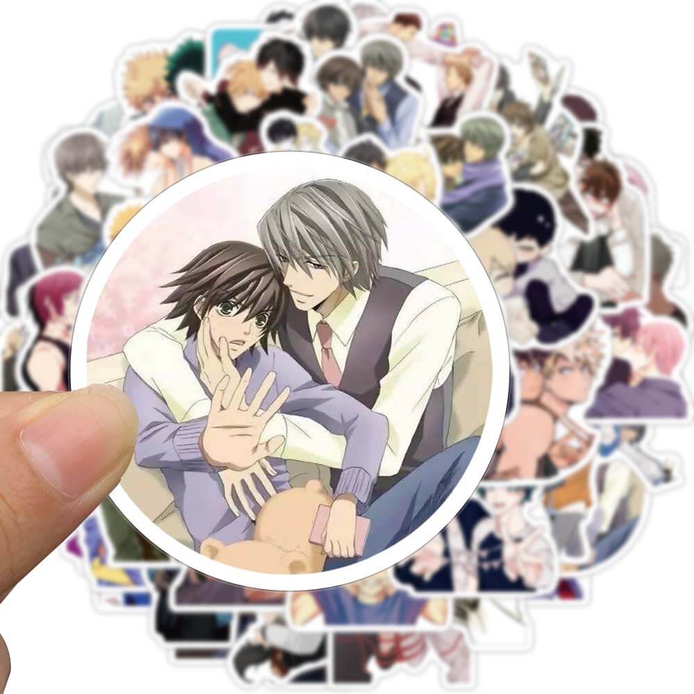 Bộ 50 Miếng Dán Trang Trí Laptop/Vali/Mũ Bảo Hiểm/Xe Scooter Chống Thấm Nước Hình Anime BL; yaoi