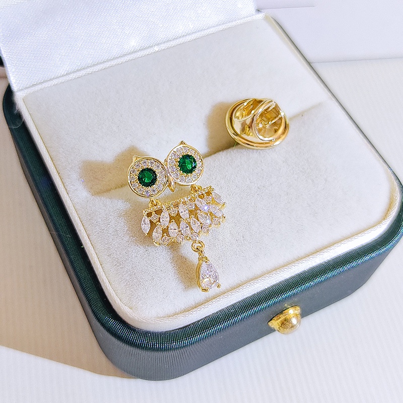 Ghim Cài Áo Hình Cú Mèo Đính Đá Zircon Dễ Thương