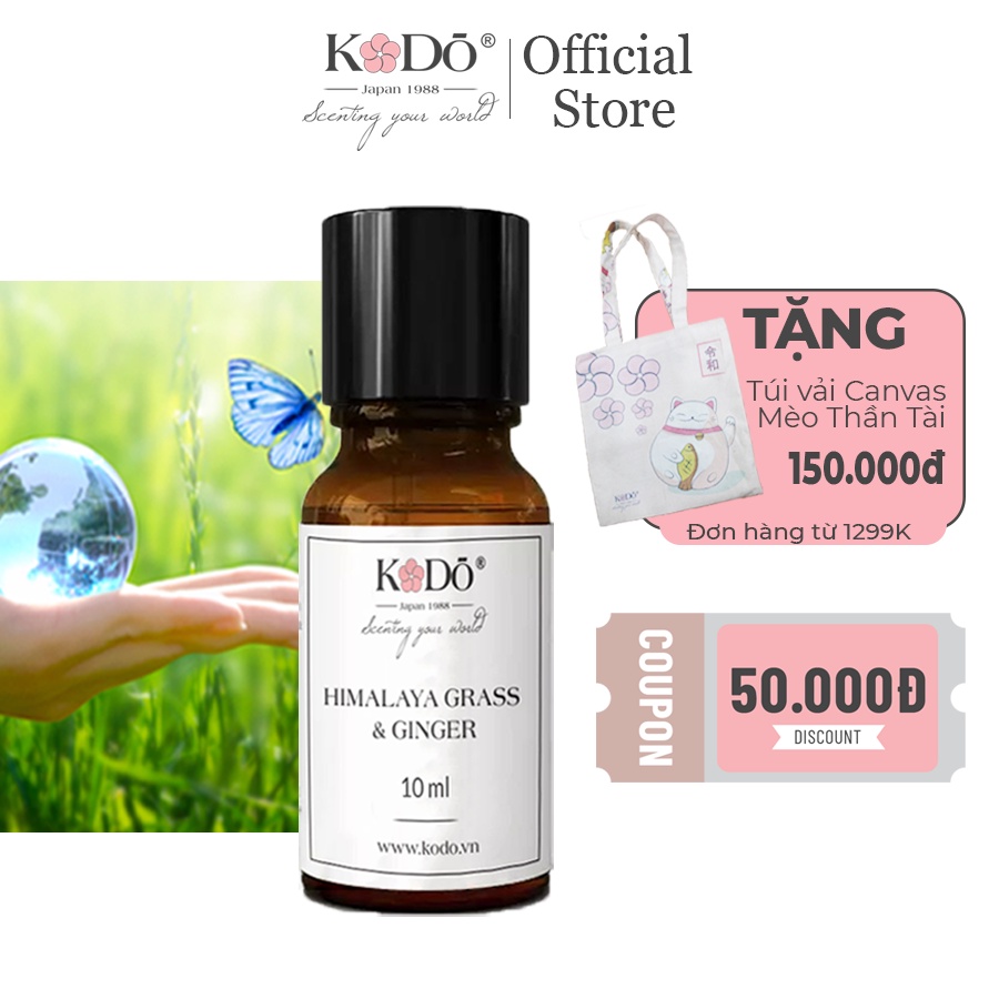 Tinh Dầu Nước Hoa KODO Himalaya Grass &amp; Ginger - Nguyên chất - 3 Tầng Hương Độc Đáo - 10ml/50ml/110ml