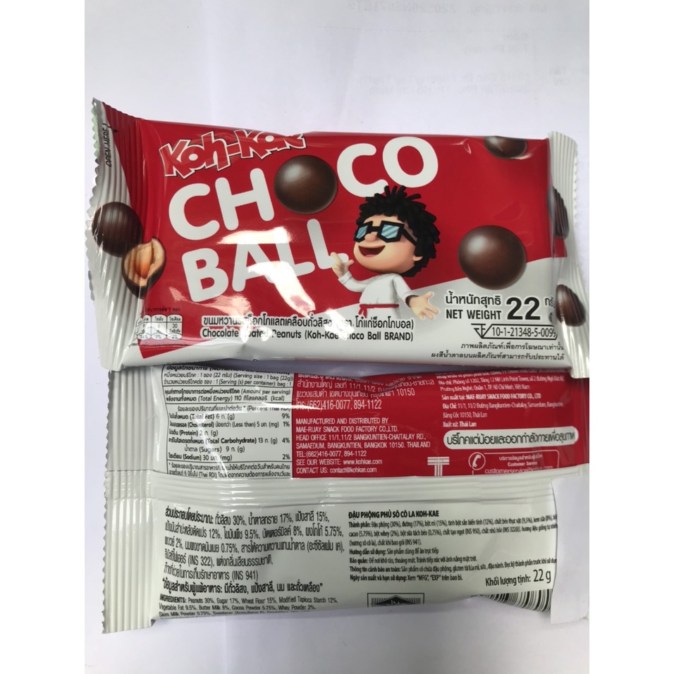 Sôcôla Đậu Phộng Trái banh Koh-Kae Choco Ball Peanut (gói 22g)