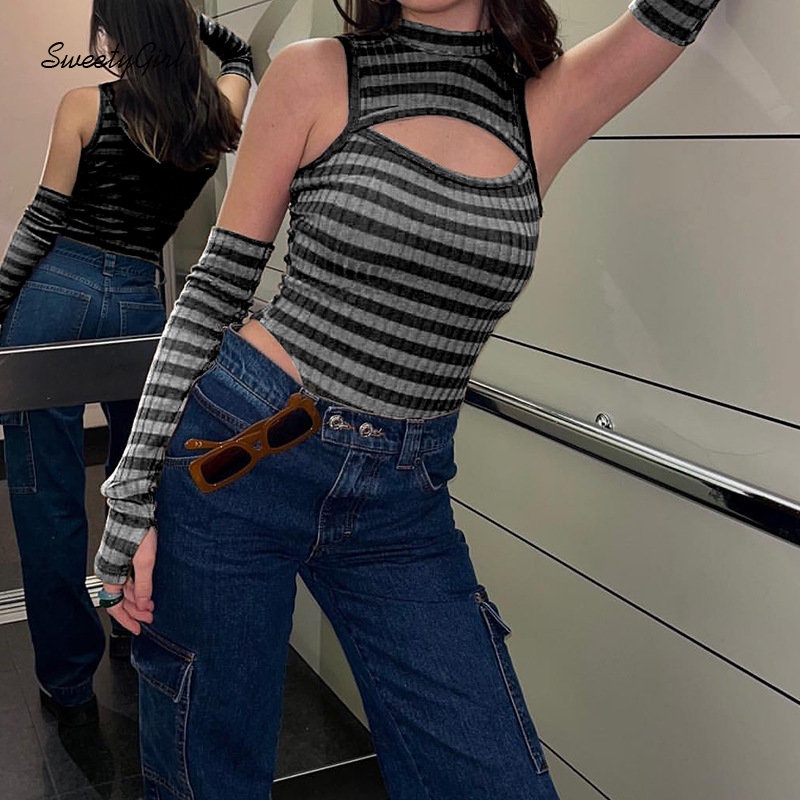 Bộ Áo Liền Quần Cổ Cao Ôm Dáng Họa Tiết Kẻ Sọc Thời Trang 2022 Cho Nữ