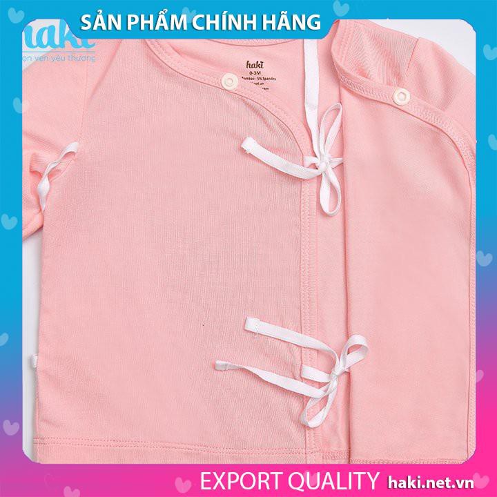 Bộ quần áo cho bé trai bé gái sơ sinh vải sợi tre cao cấp HAKI BB035